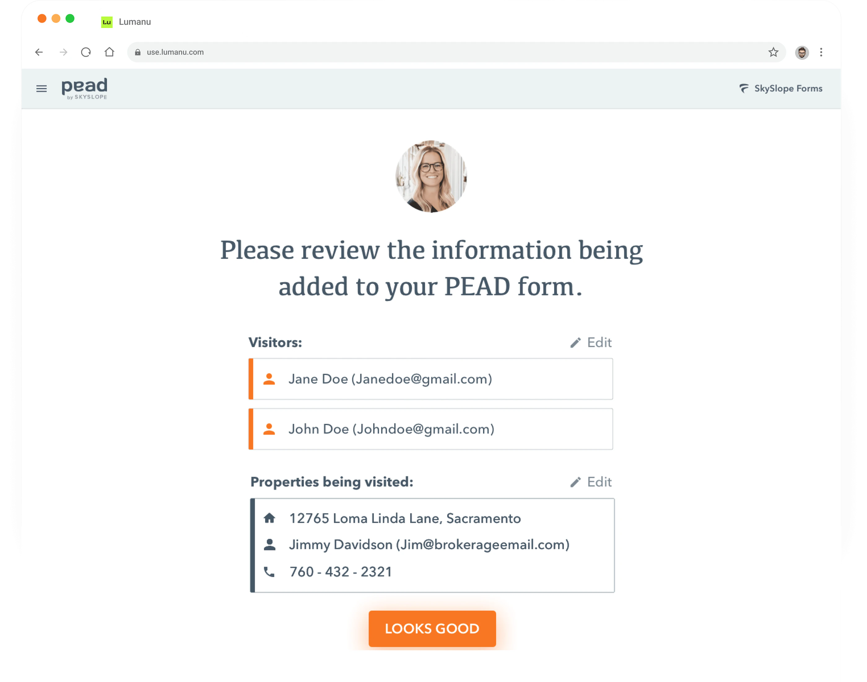 Review screen before form generation