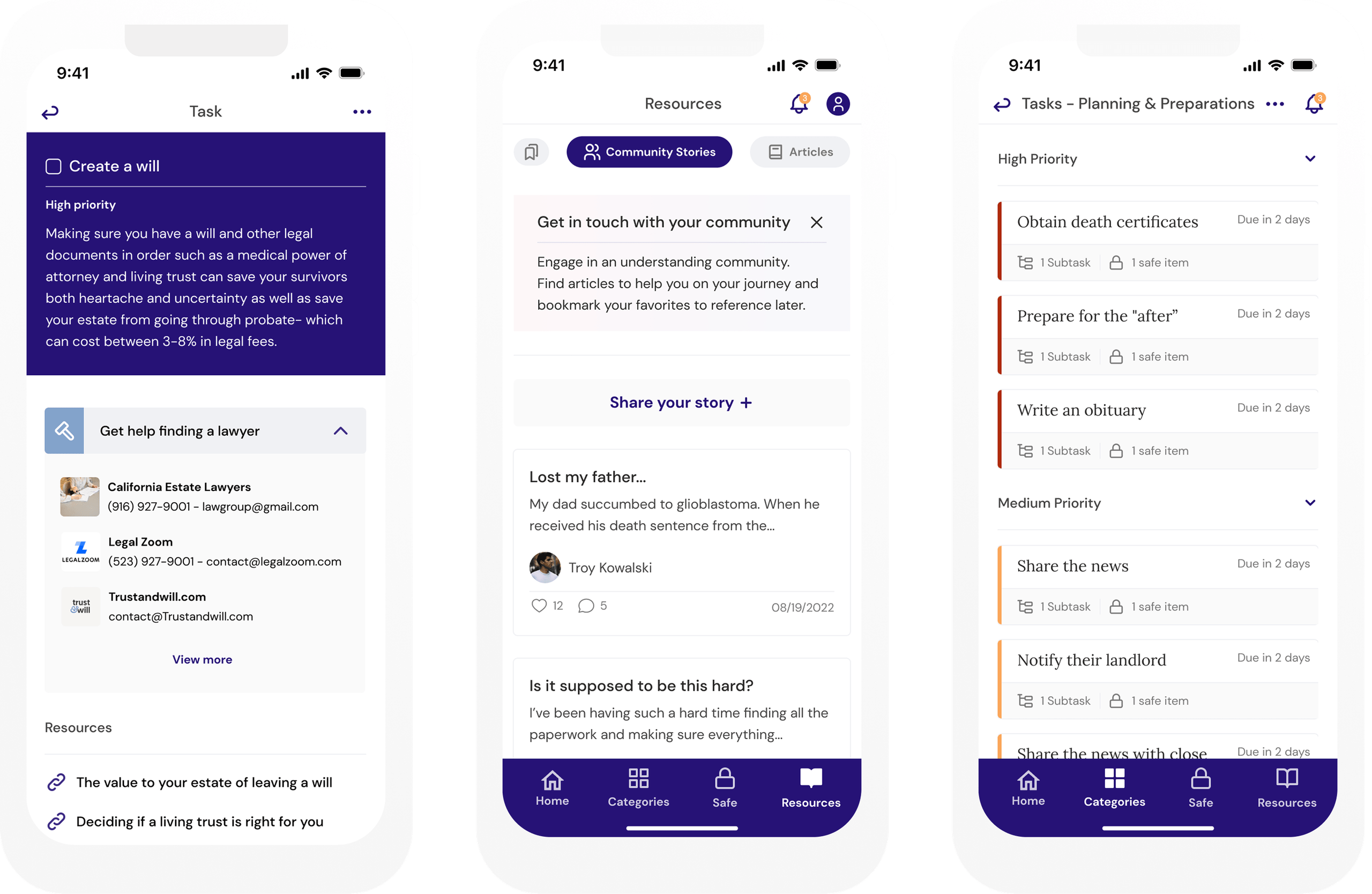 Granate app screens after the rebrand, alongside the component library