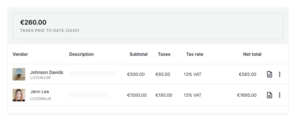 Tax compliance settings in the Lumanu app