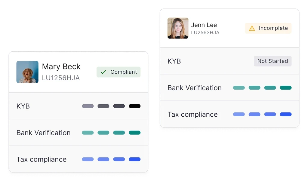 Vendor compliance step in onboarding