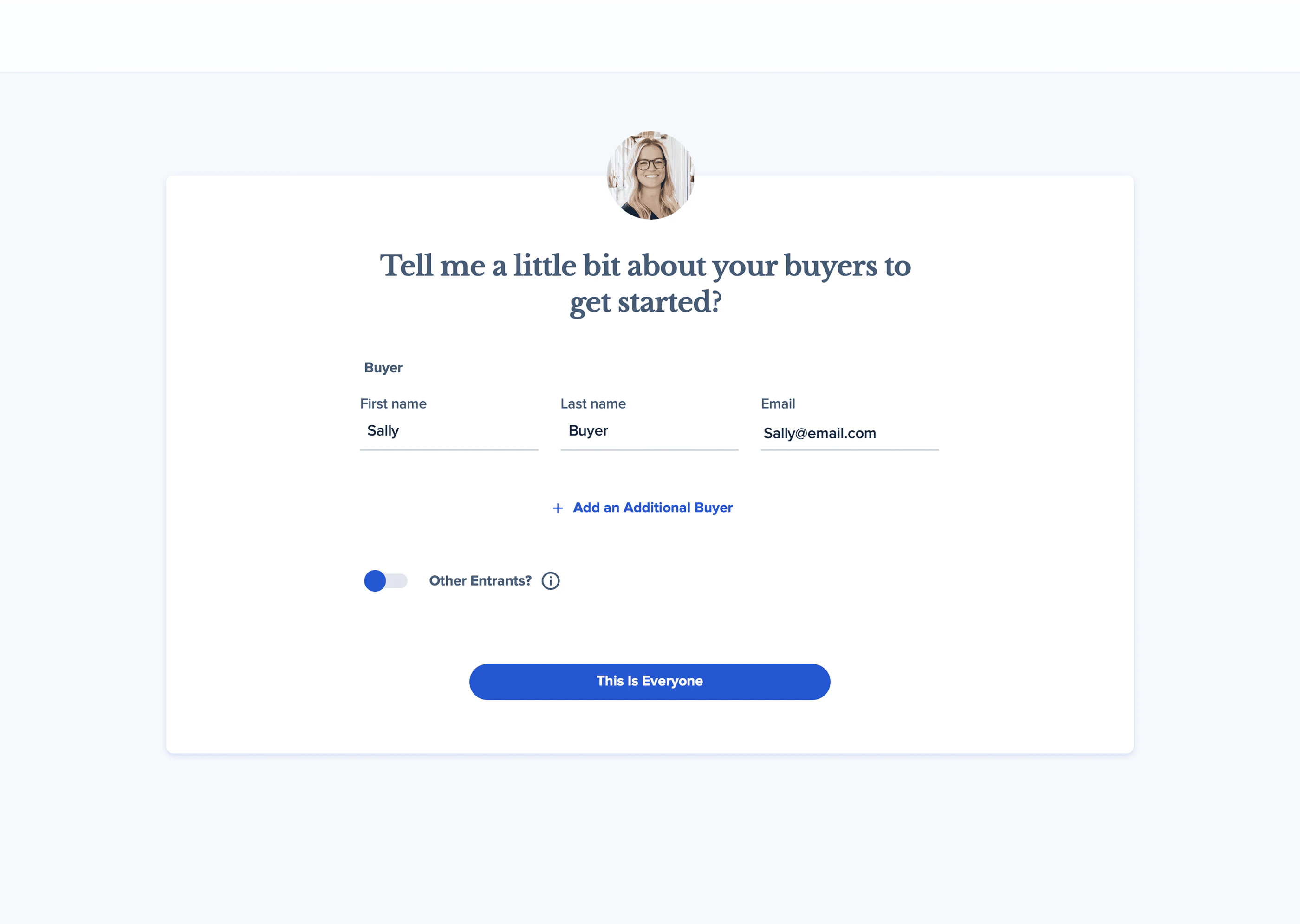 The buyers screen before the standalone brand