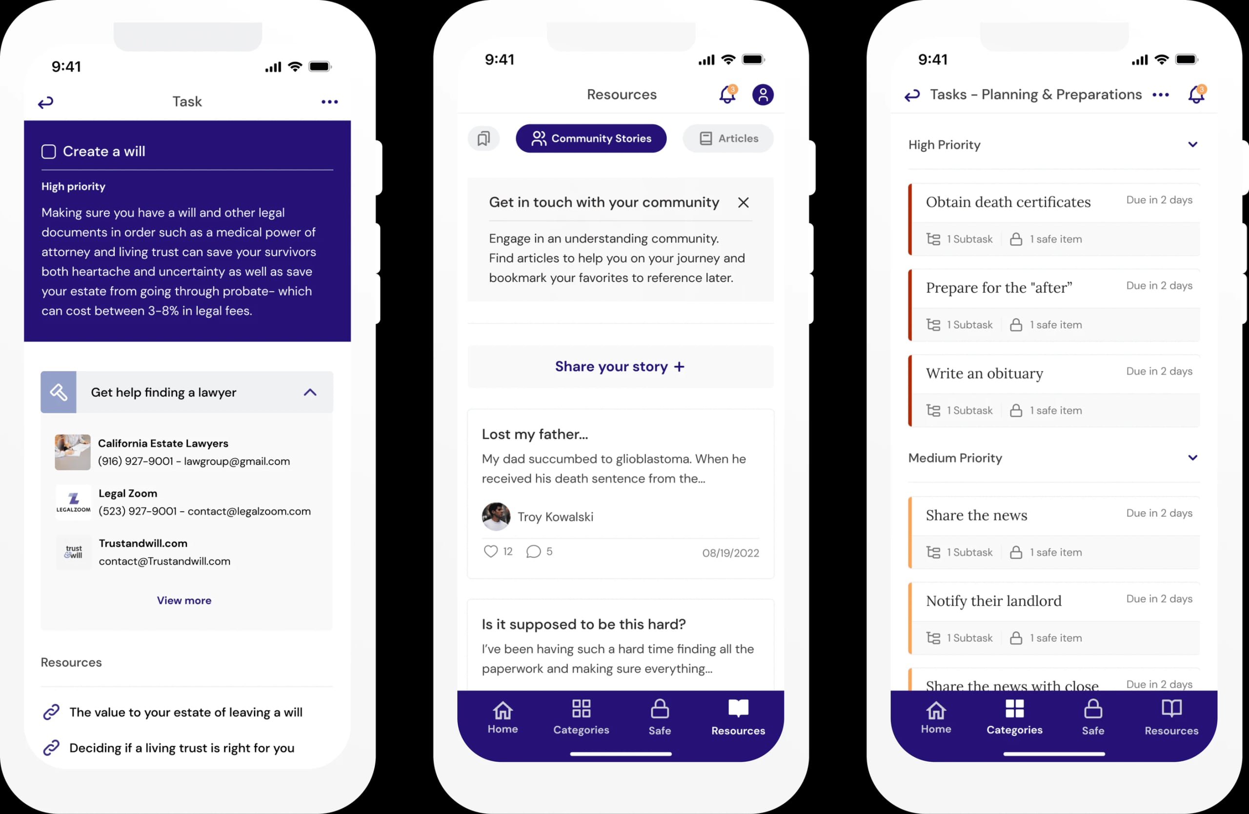 Granate app screens after the rebrand, alongside the component library