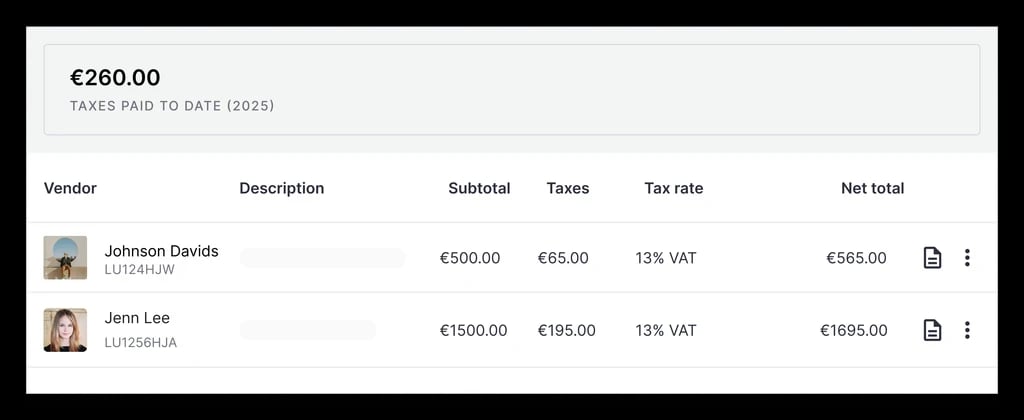 Tax compliance settings in the Lumanu app