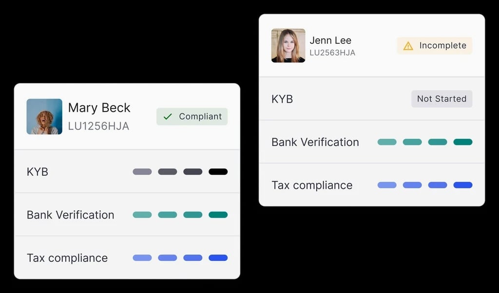 Vendor compliance step in onboarding