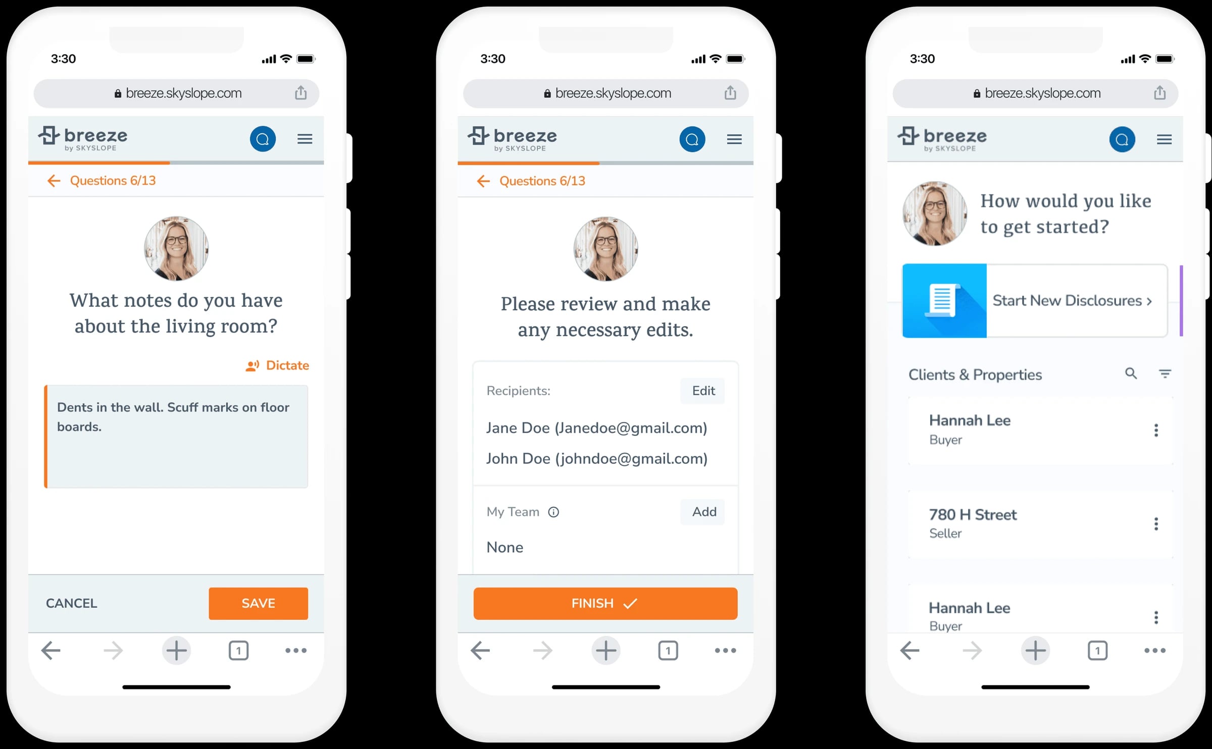 Completing a form on site in Breeze on mobile