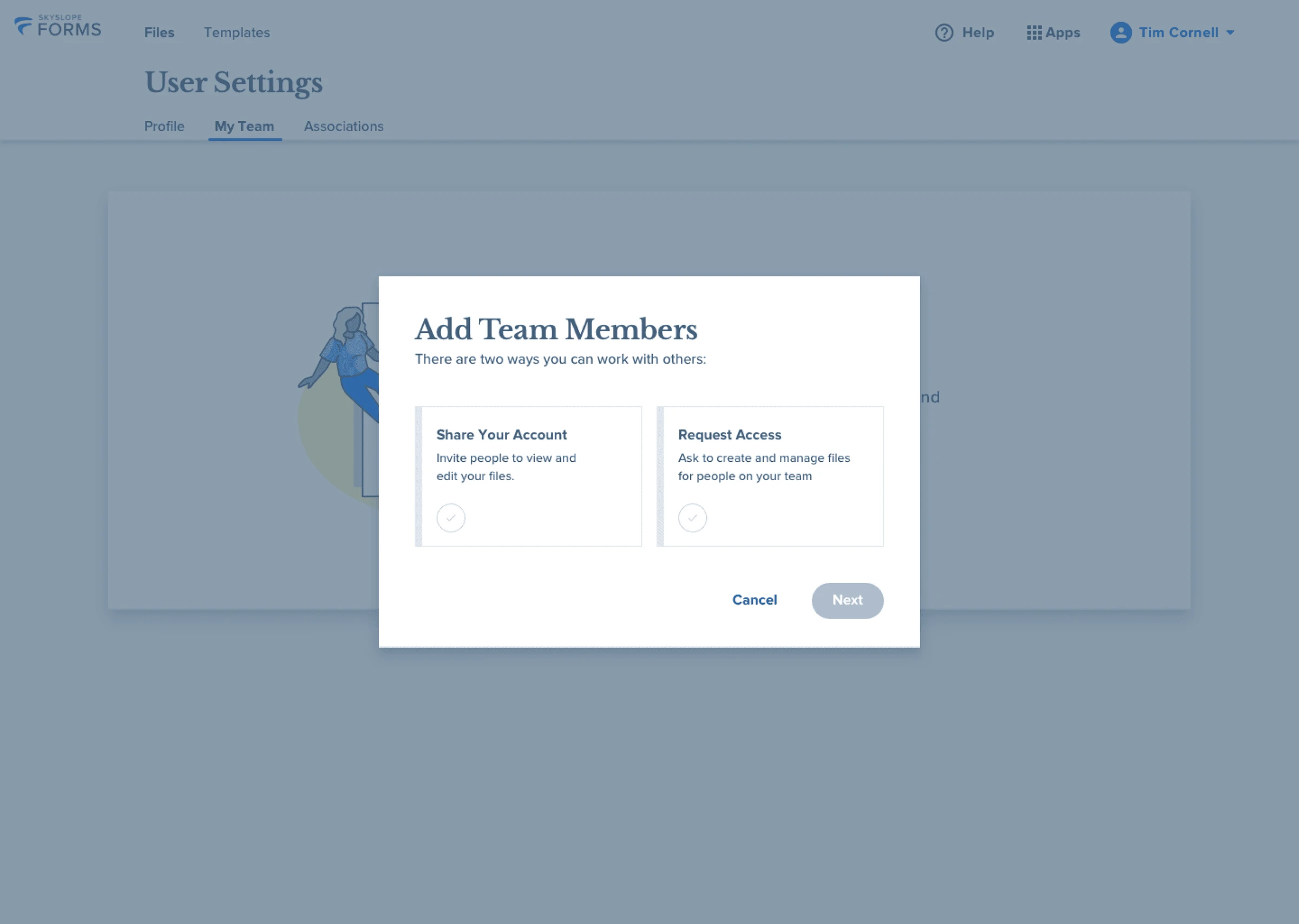Sharing and requesting team access in Forms